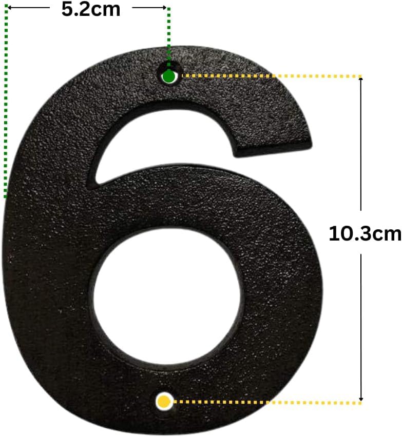 Pristine Address Numbers for House - House Numbers for Outside - Cast Iron 5 Inch Black House Numbers & Mailbox Numbers : Door Number 6 - Image 2